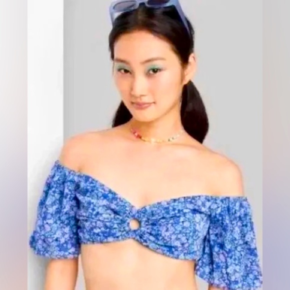 Women's Floral Wild Fable Keyring&Lace Up Bra Crop Top